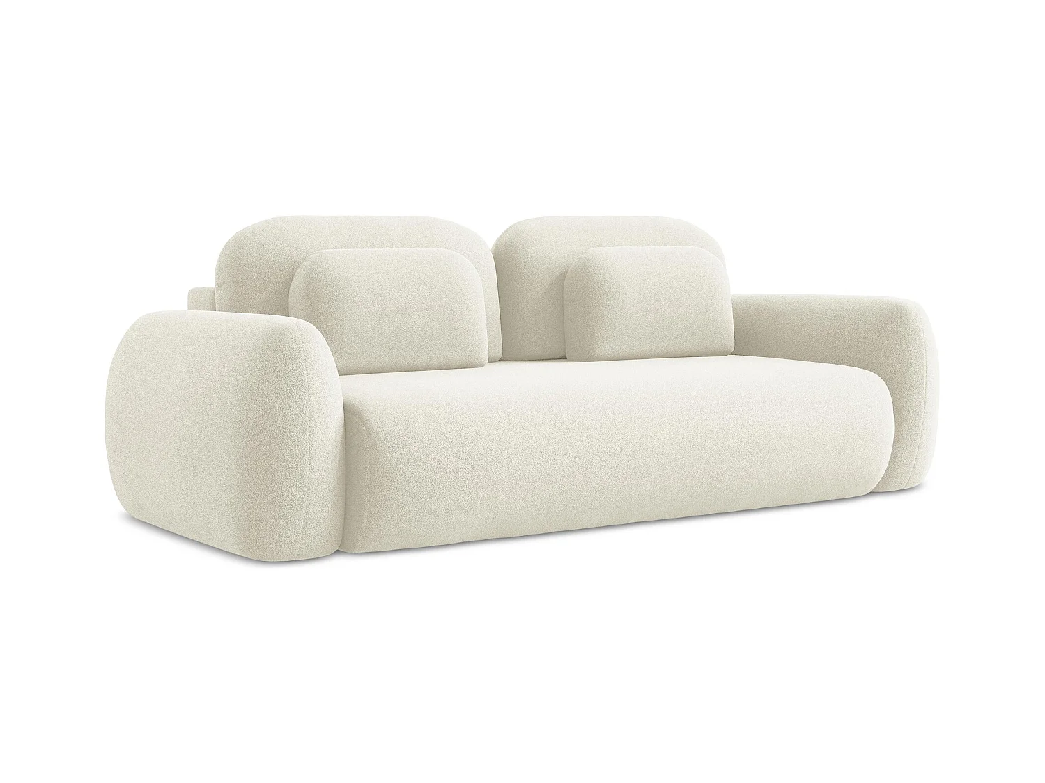 Canapé 3 places convertible en tissu bouclette - beige clair - LOHI