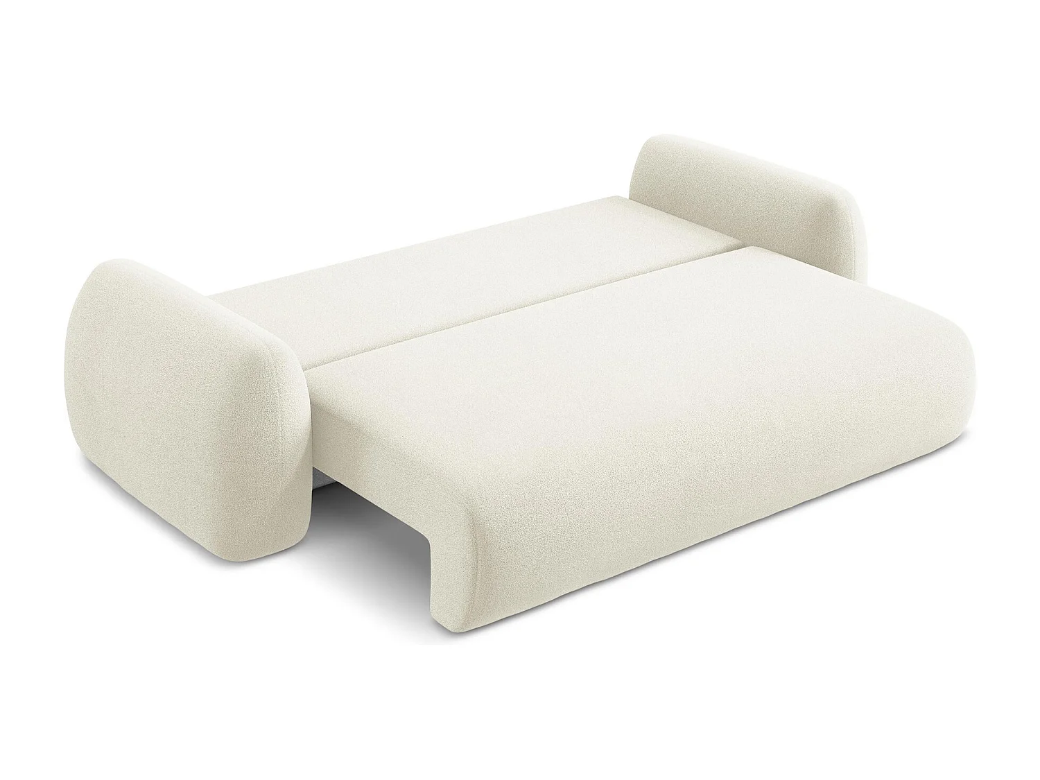 Canapé 3 places convertible en tissu bouclette - beige clair - LOHI