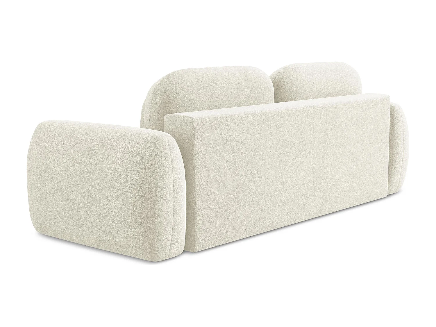 Canapé 3 places convertible en tissu bouclette - beige clair - LOHI