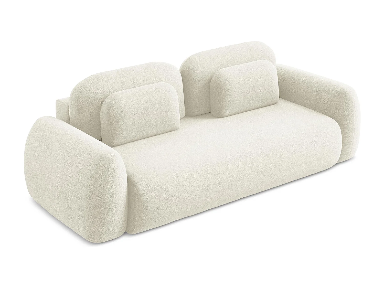 Canapé 3 places convertible en tissu bouclette - beige clair - LOHI