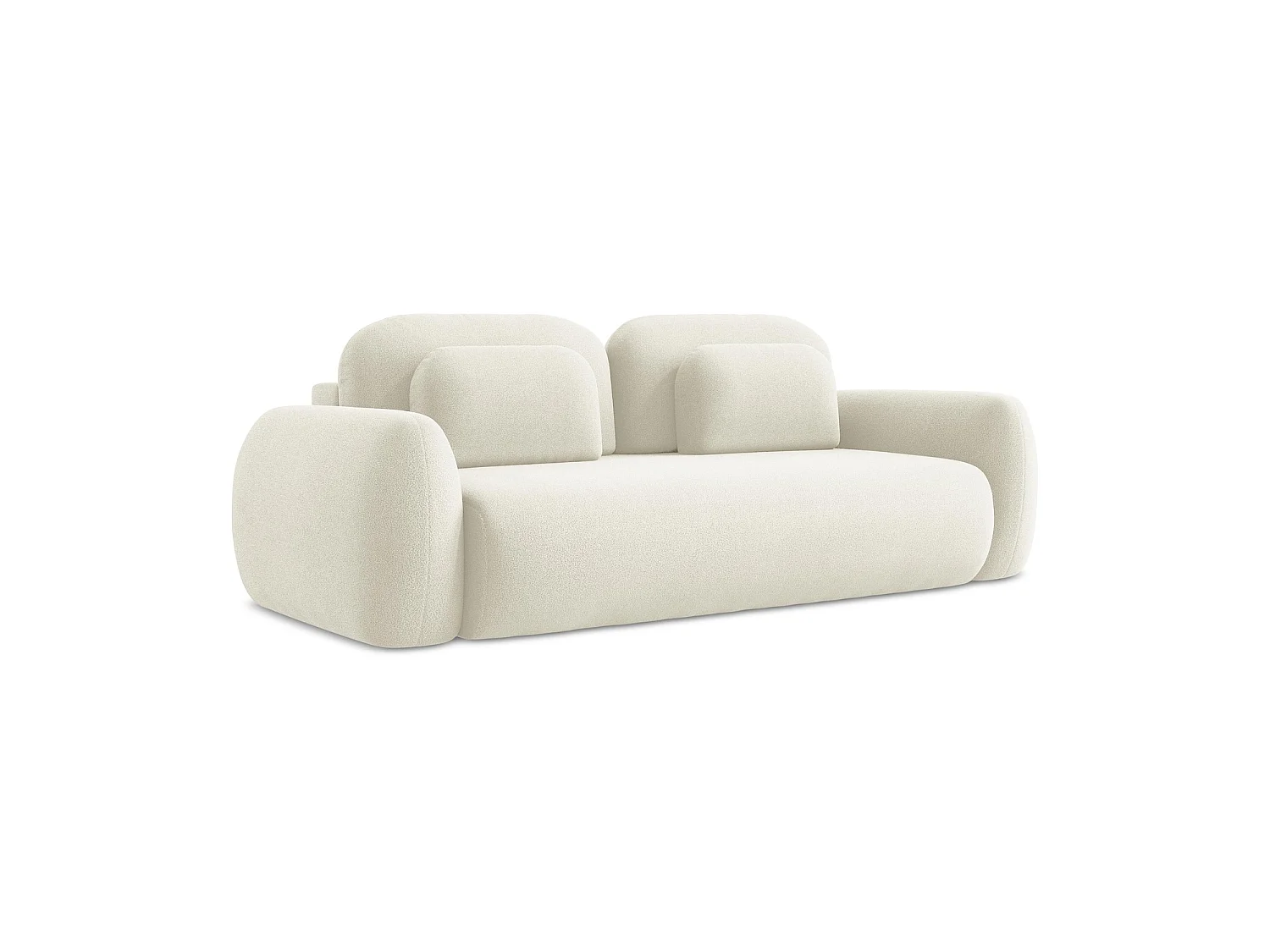 Canapé 3 places convertible en tissu bouclette - beige clair - FERRETTI