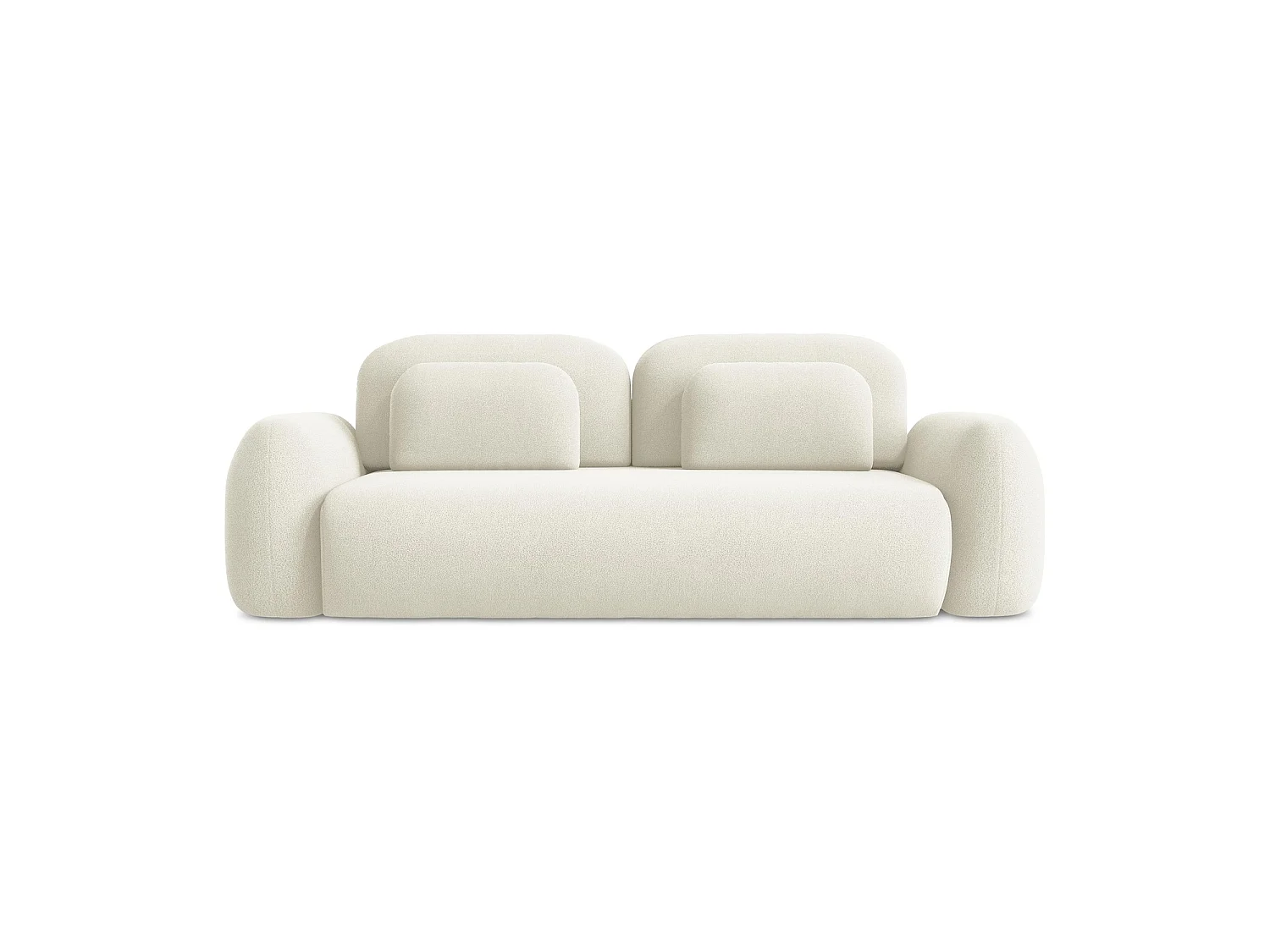 Canapé 3 places convertible en tissu bouclette - beige clair - FERRETTI