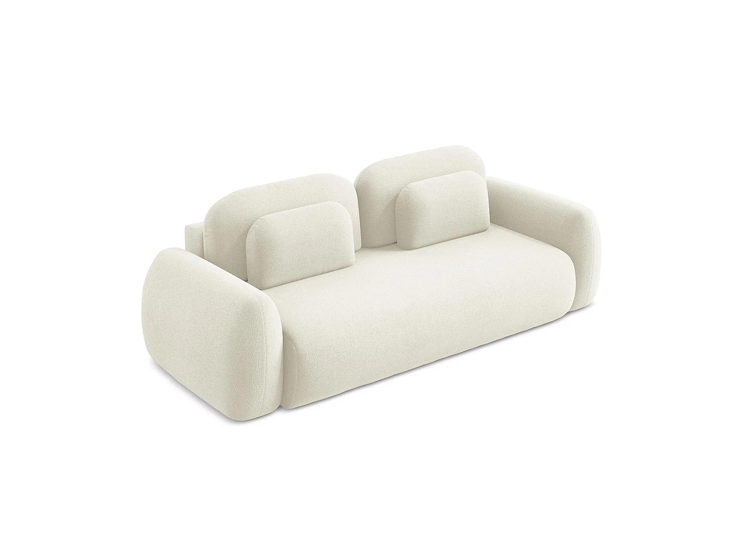 Canapé 3 places convertible en tissu bouclette - beige clair - FERRETTI
