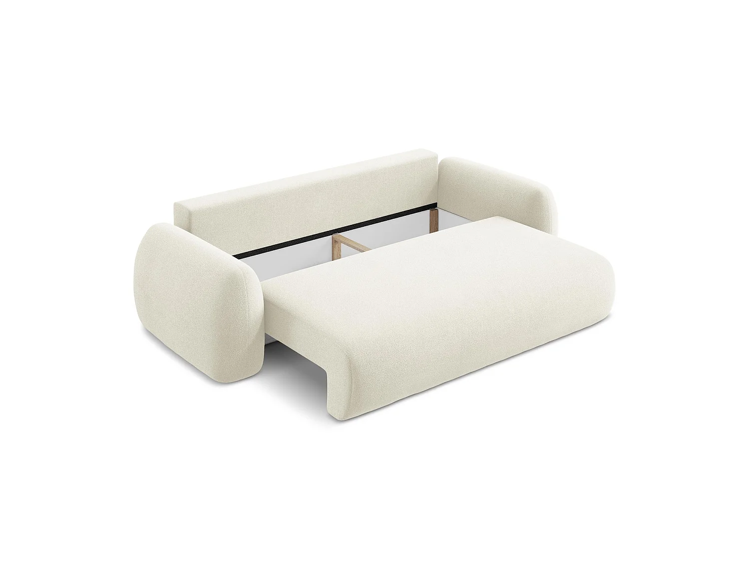 Canapé 3 places convertible en tissu bouclette - beige clair - FERRETTI