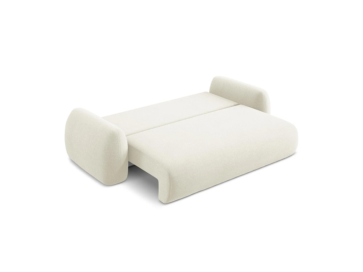 Canapé 3 places convertible en tissu bouclette - beige clair - FERRETTI