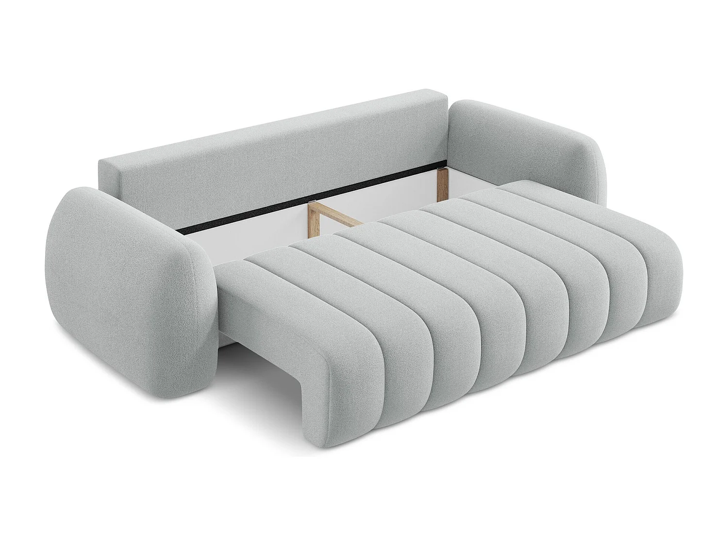Canapé 3 places convertible en tissu bouclette - gris clair - PELE