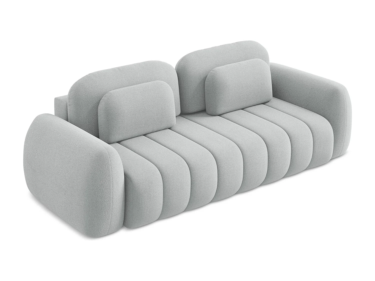 Canapé 3 places convertible en tissu bouclette - gris clair - PELE
