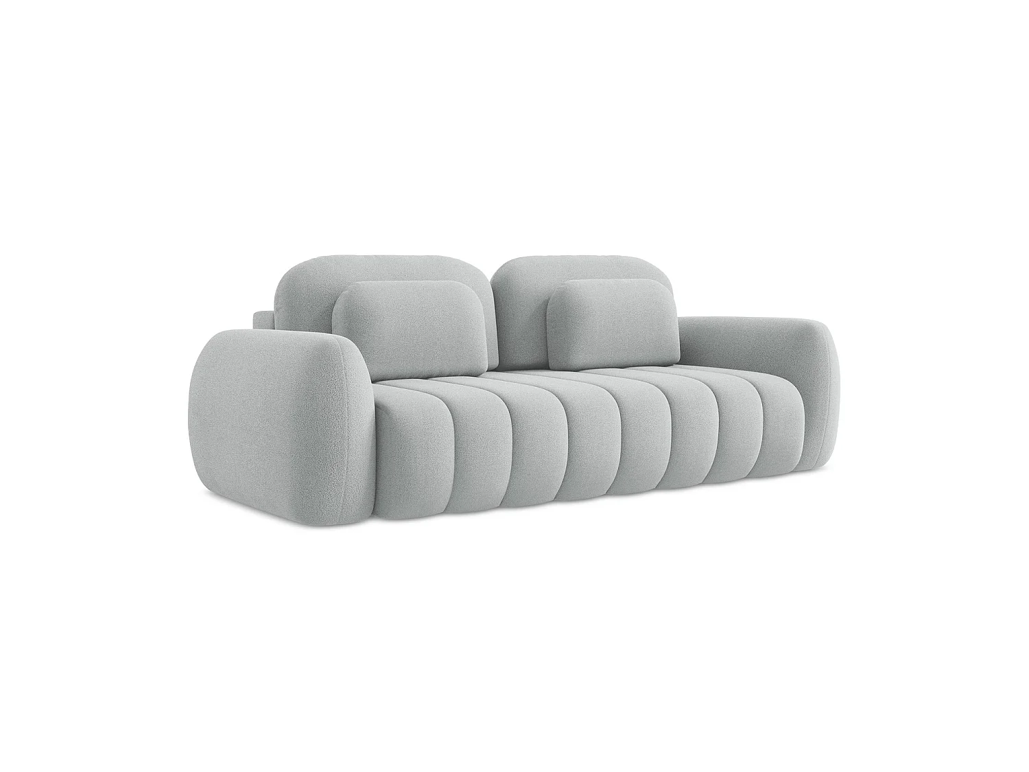 Canapé 3 places convertible en tissu bouclette - gris clair - GINOSA