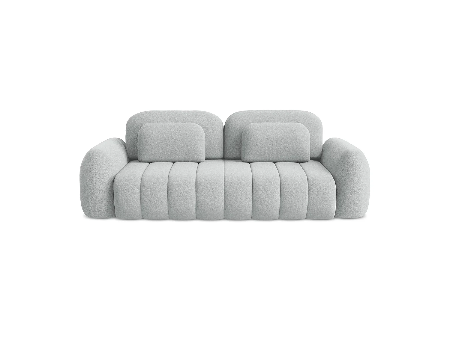 Canapé 3 places convertible en tissu bouclette - gris clair - GINOSA