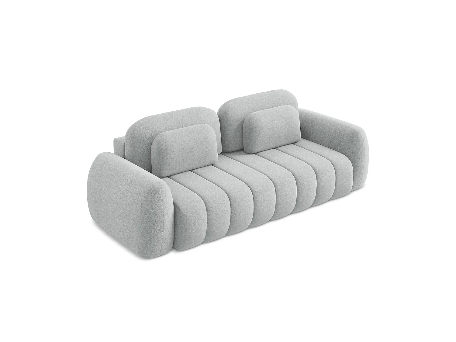 Canapé 3 places convertible en tissu bouclette - gris clair - GINOSA