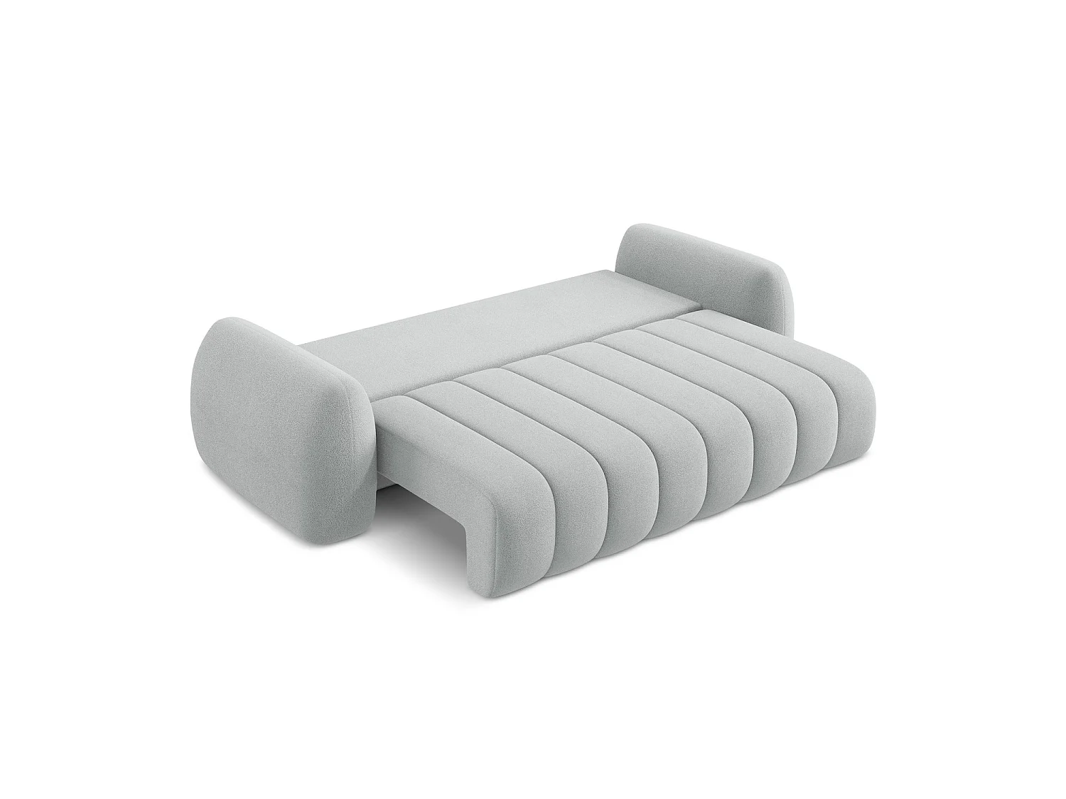 Canapé 3 places convertible en tissu bouclette - gris clair - GINOSA
