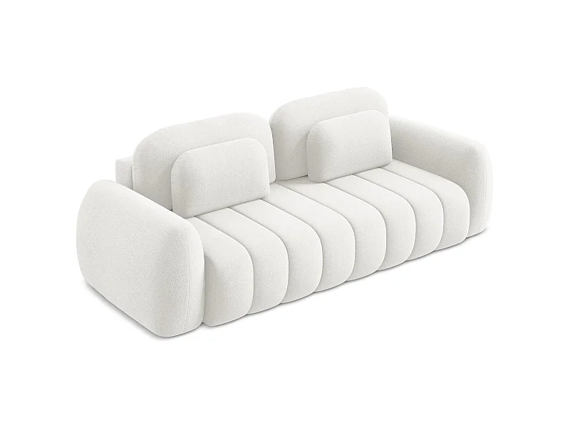 Canapé 3 places convertible en tissu bouclette - blanc - PELE