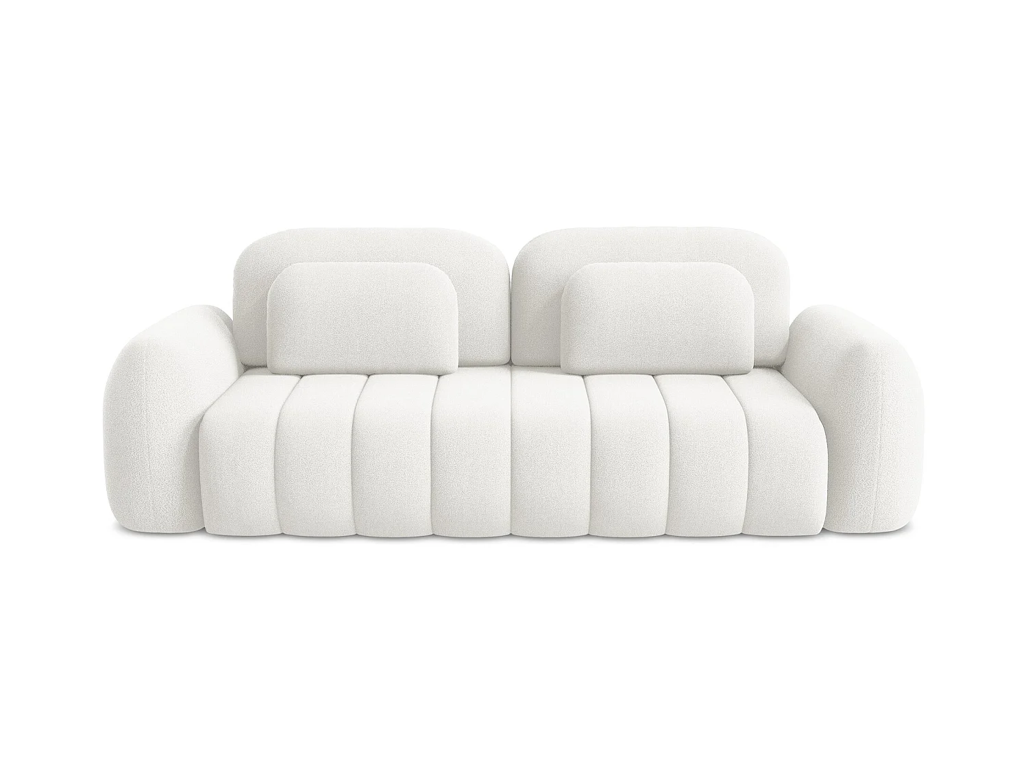 Canapé 3 places convertible en tissu bouclette - blanc - PELE