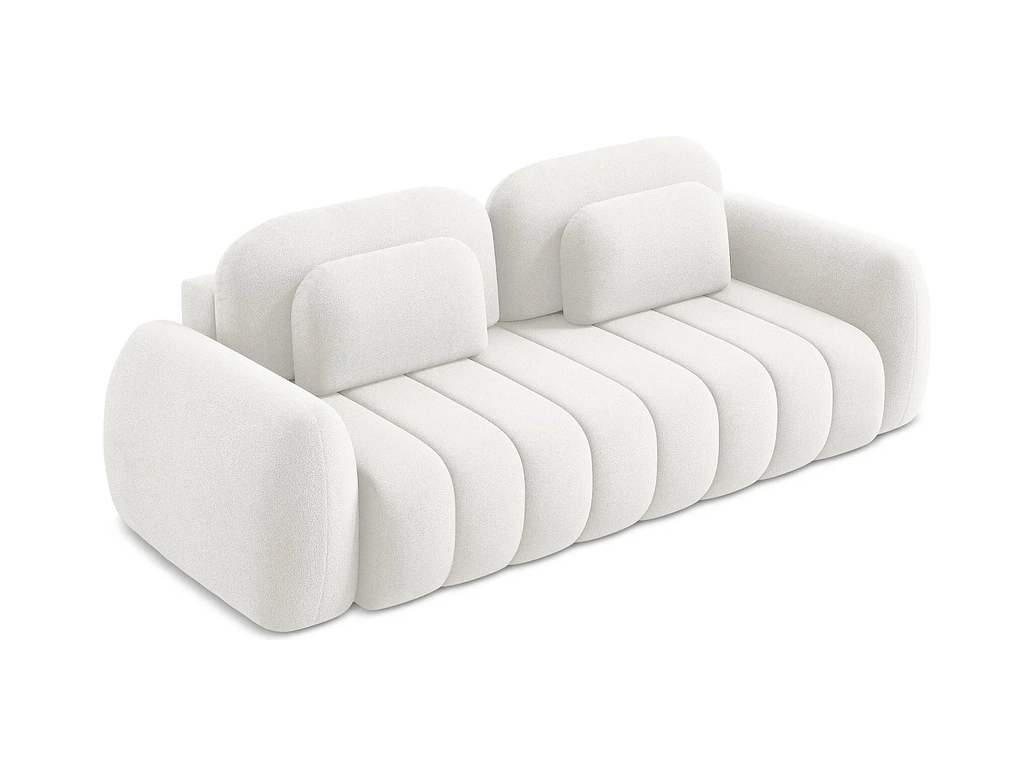 Canapé 3 places convertible en tissu bouclette - blanc - PELE