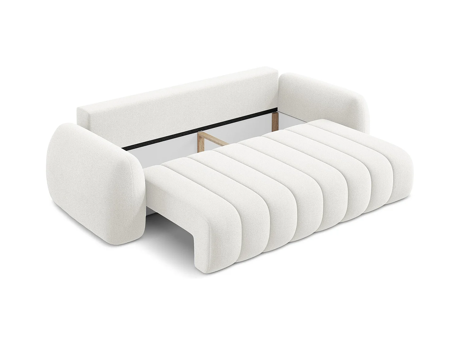 Canapé 3 places convertible en tissu bouclette - blanc - PELE