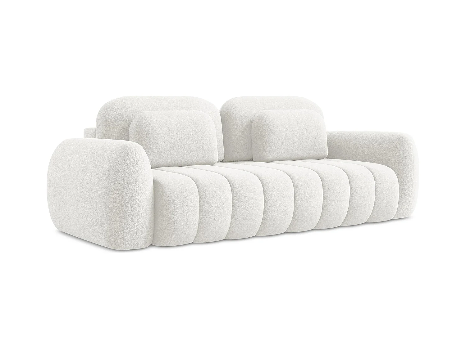3-Sitzer Sofa mit Schlaffunktion - Bouclé - Weiß - PELE