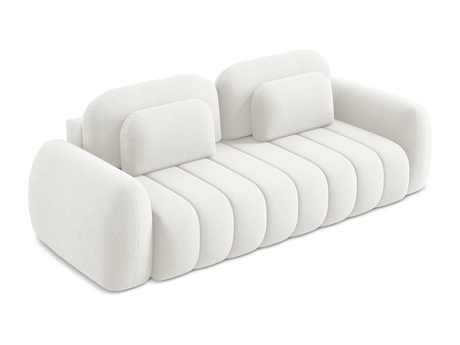 Canapé 3 places convertible en tissu bouclette - blanc - PELE