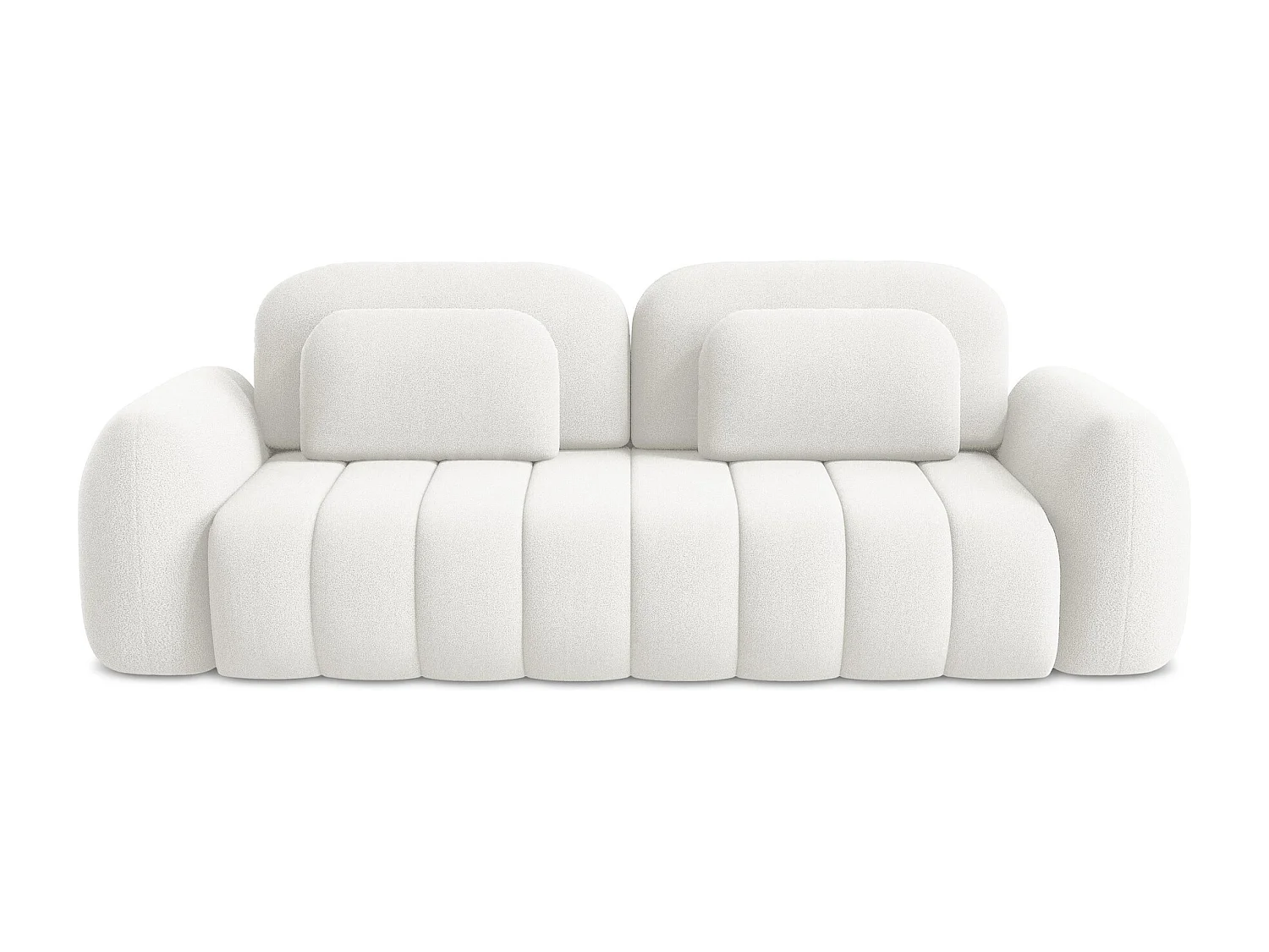 Canapé 3 places convertible en tissu bouclette - blanc - PELE