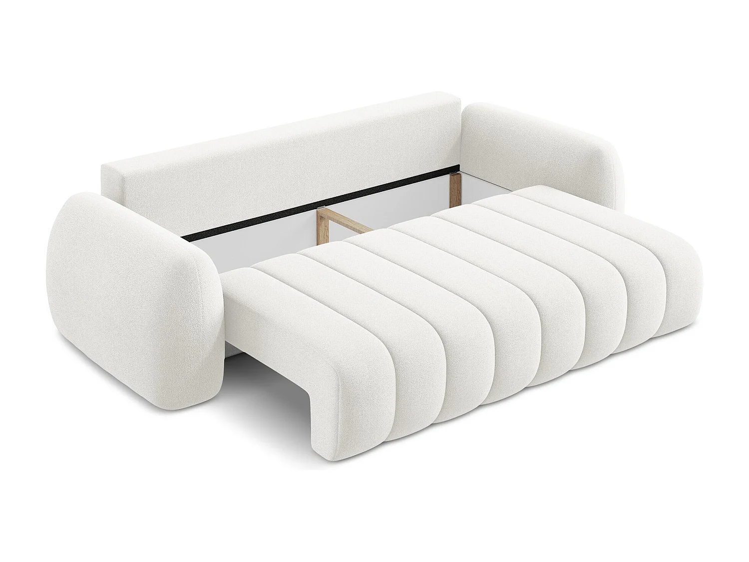 Canapé 3 places convertible en tissu bouclette - blanc - PELE