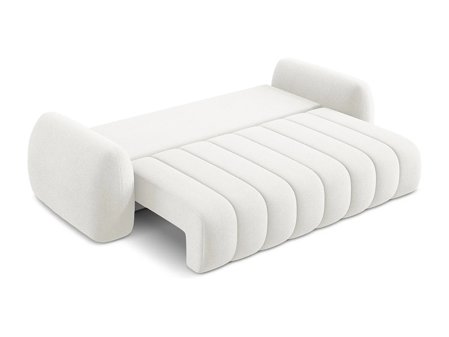 Canapé 3 places convertible en tissu bouclette - blanc - PELE