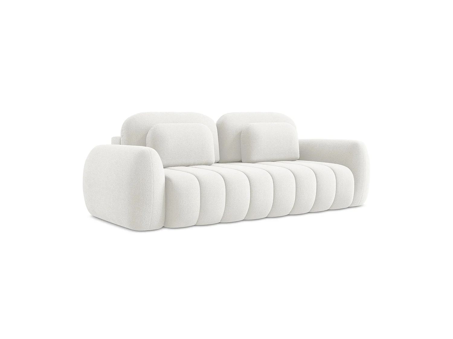 Canapé 3 places convertible en tissu bouclette - blanc - GINOSA