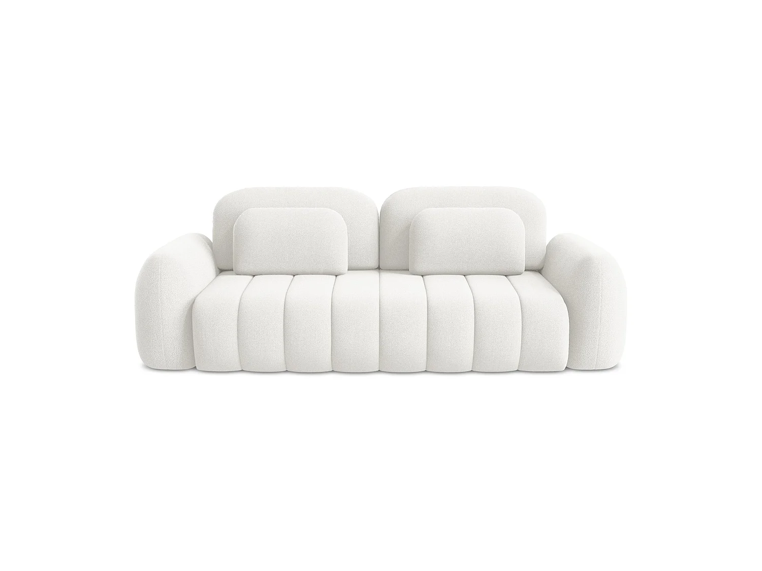 Canapé 3 places convertible en tissu bouclette - blanc - GINOSA