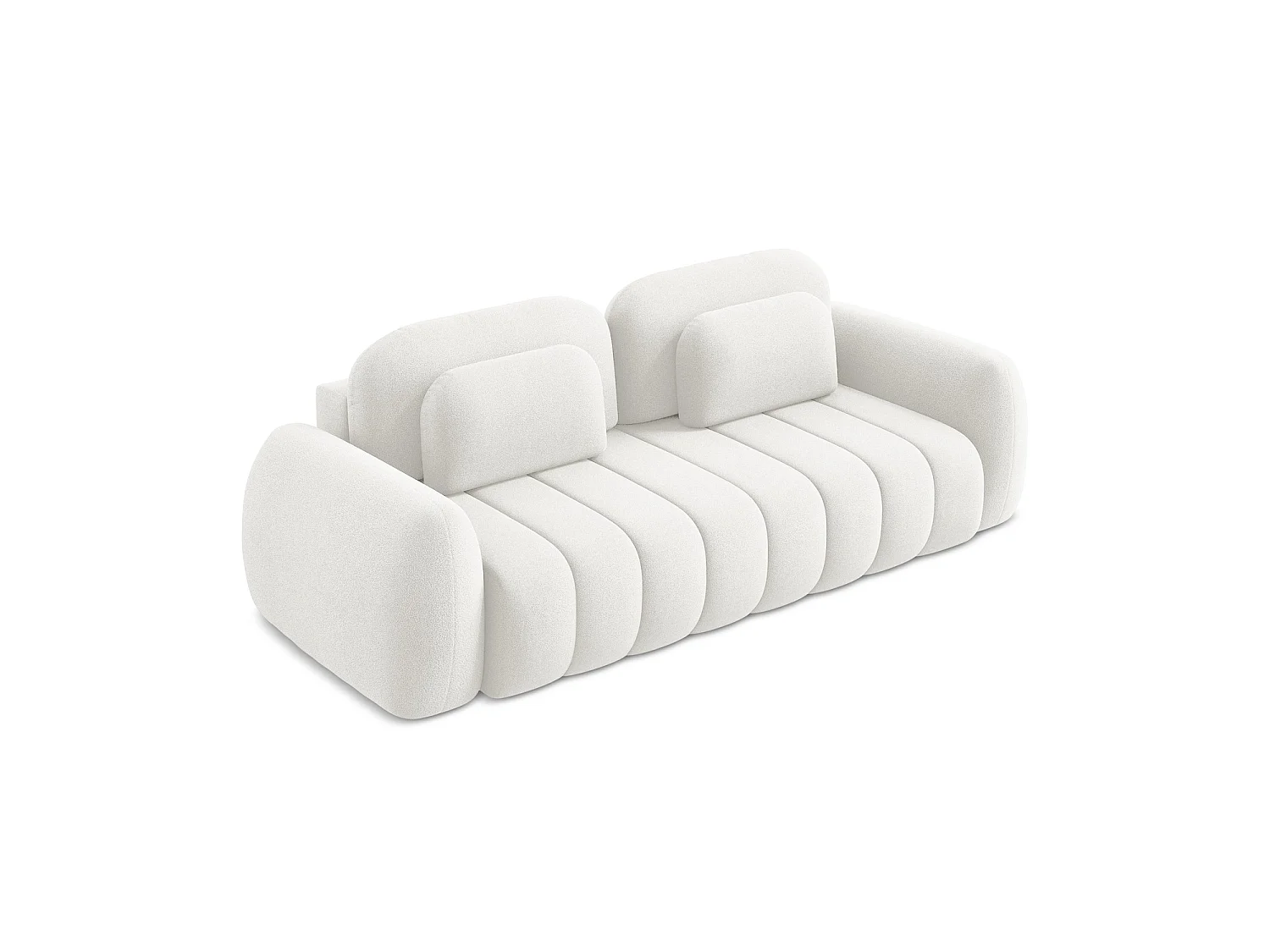 Canapé 3 places convertible en tissu bouclette - blanc - GINOSA