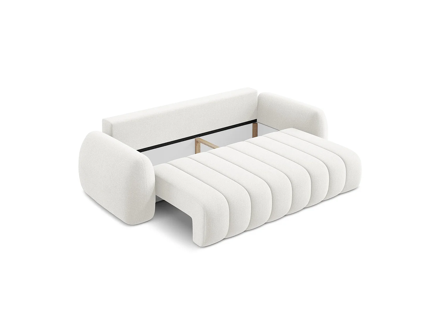 Canapé 3 places convertible en tissu bouclette - blanc - GINOSA