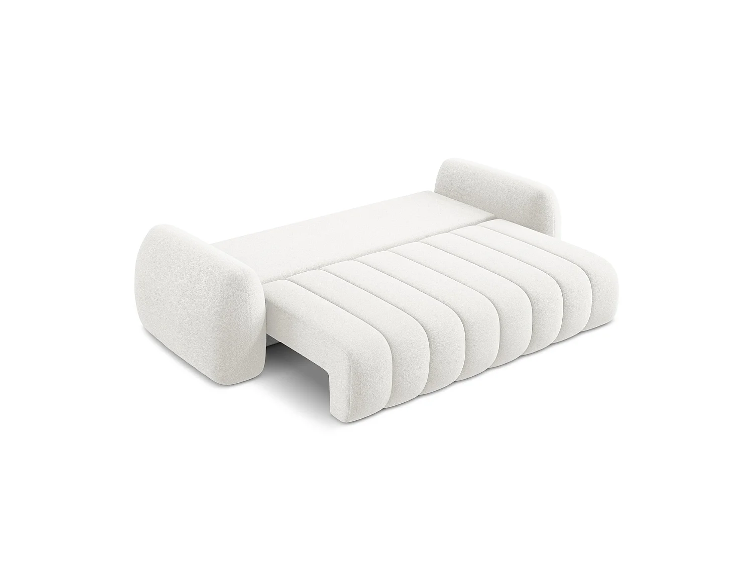 Canapé 3 places convertible en tissu bouclette - blanc - GINOSA