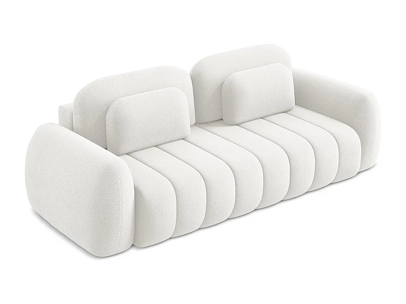 Driezits-slaapbank van wit bouclé - PELE