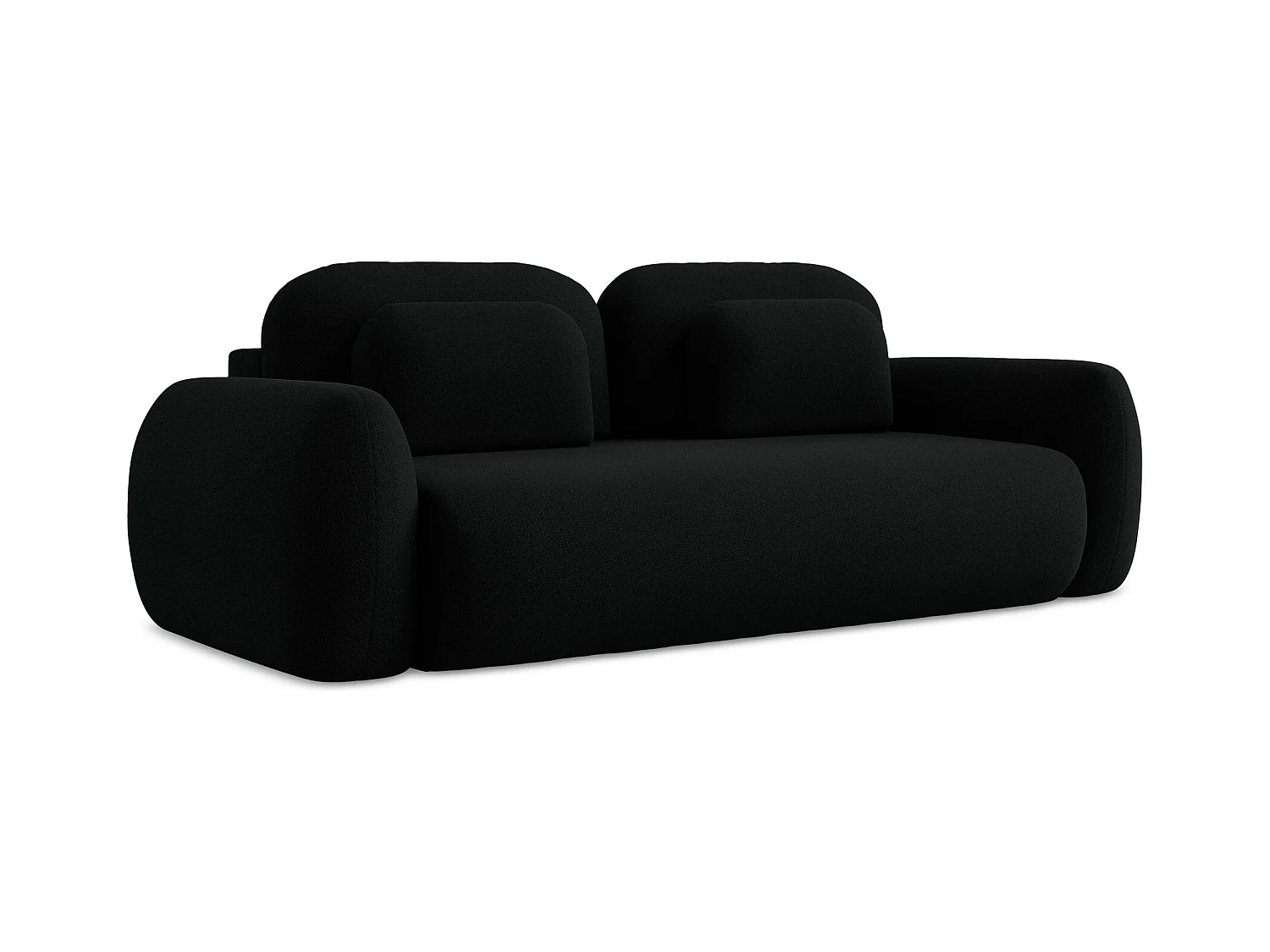Canapé 3 places convertible en tissu bouclette - noir - LOHI