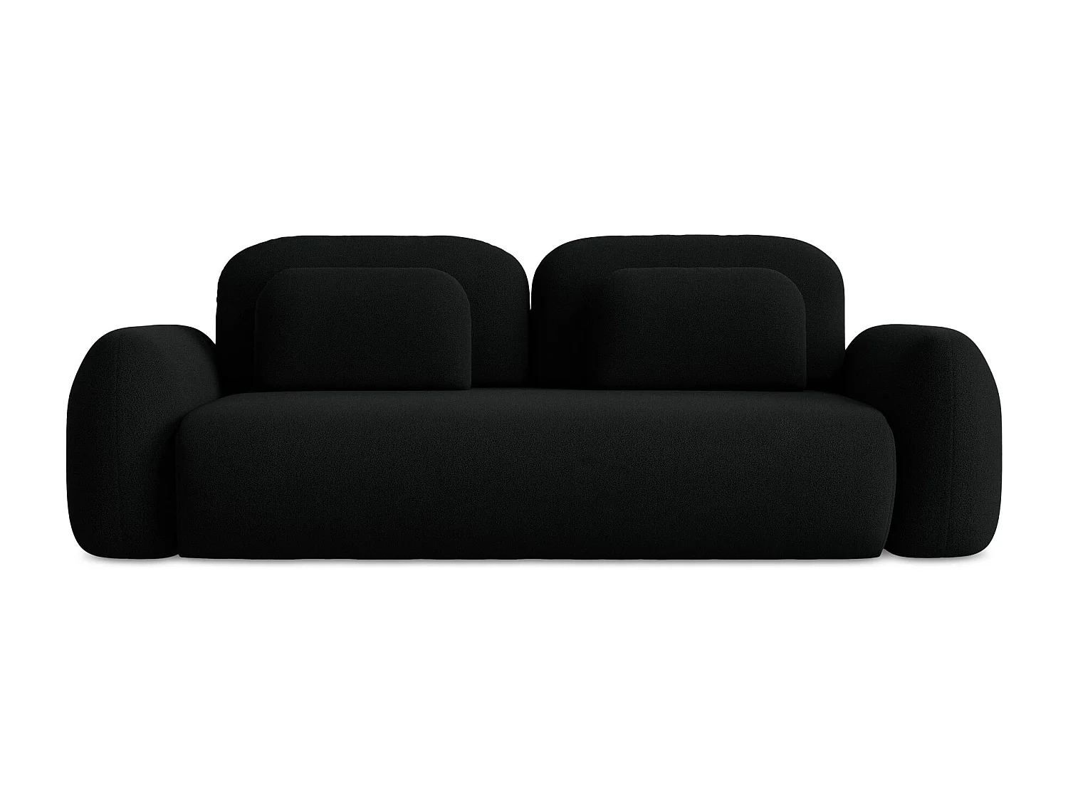 Canapé 3 places convertible en tissu bouclette - noir - LOHI