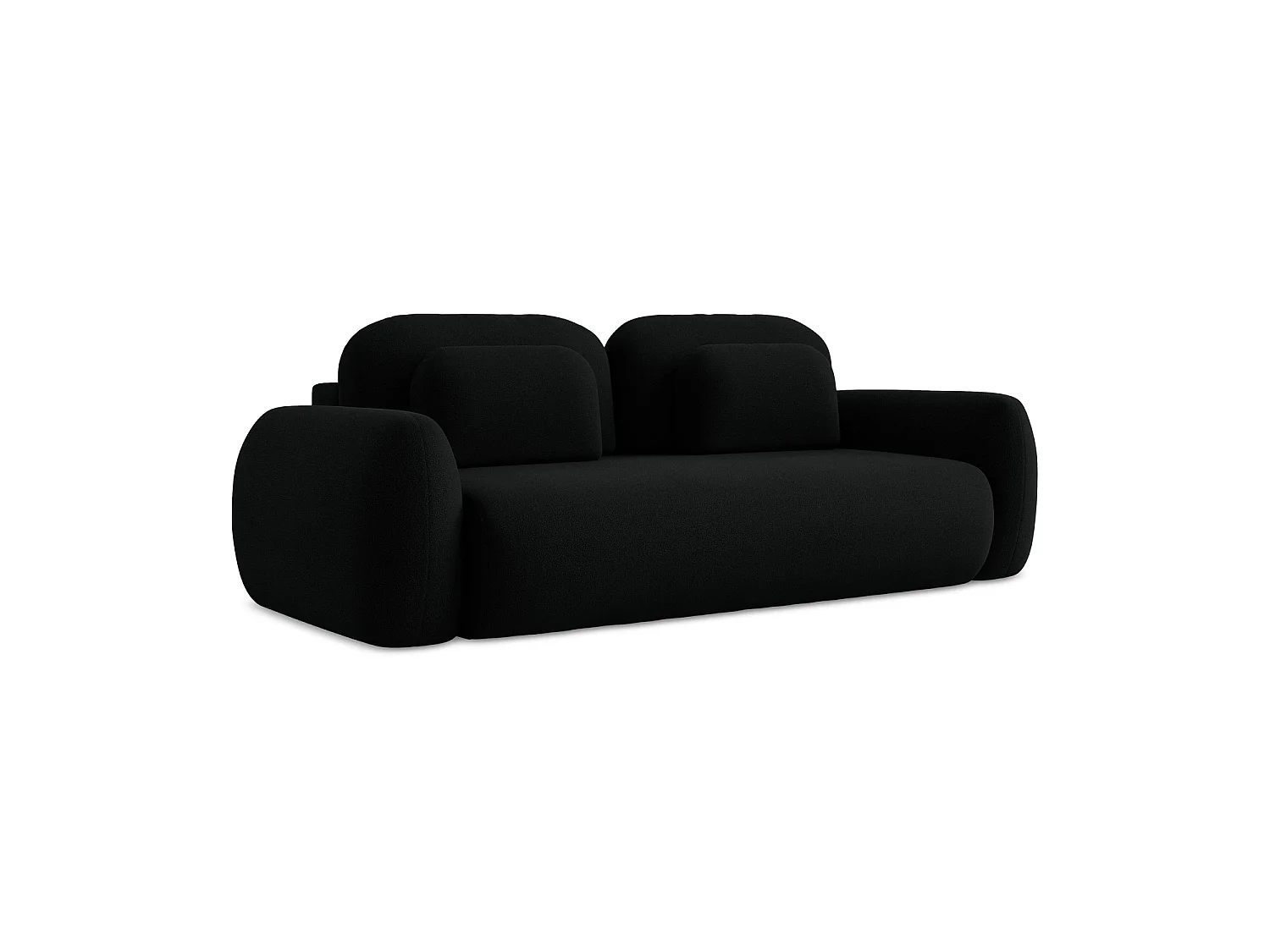 Canapé 3 places convertible en tissu bouclette - noir - FERRETTI