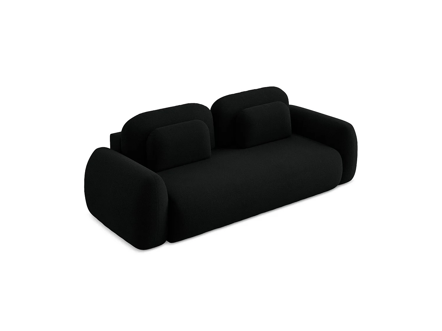 Canapé 3 places convertible en tissu bouclette - noir - FERRETTI
