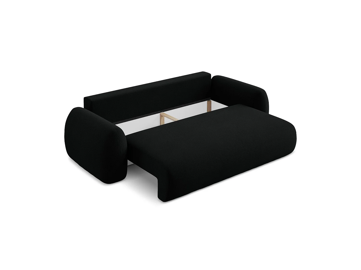 Canapé 3 places convertible en tissu bouclette - noir - FERRETTI
