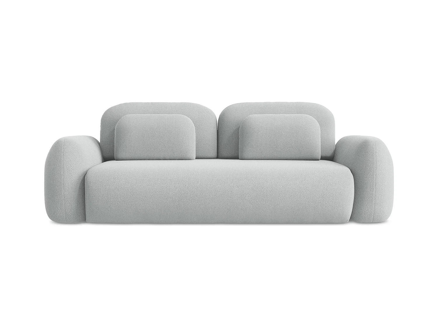 Canapé 3 places convertible en tissu bouclette - gris clair - LOHI