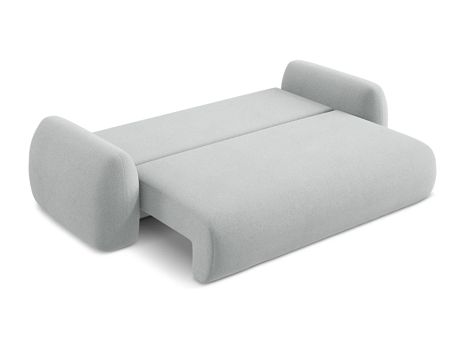 Canapé 3 places convertible en tissu bouclette - gris clair - LOHI