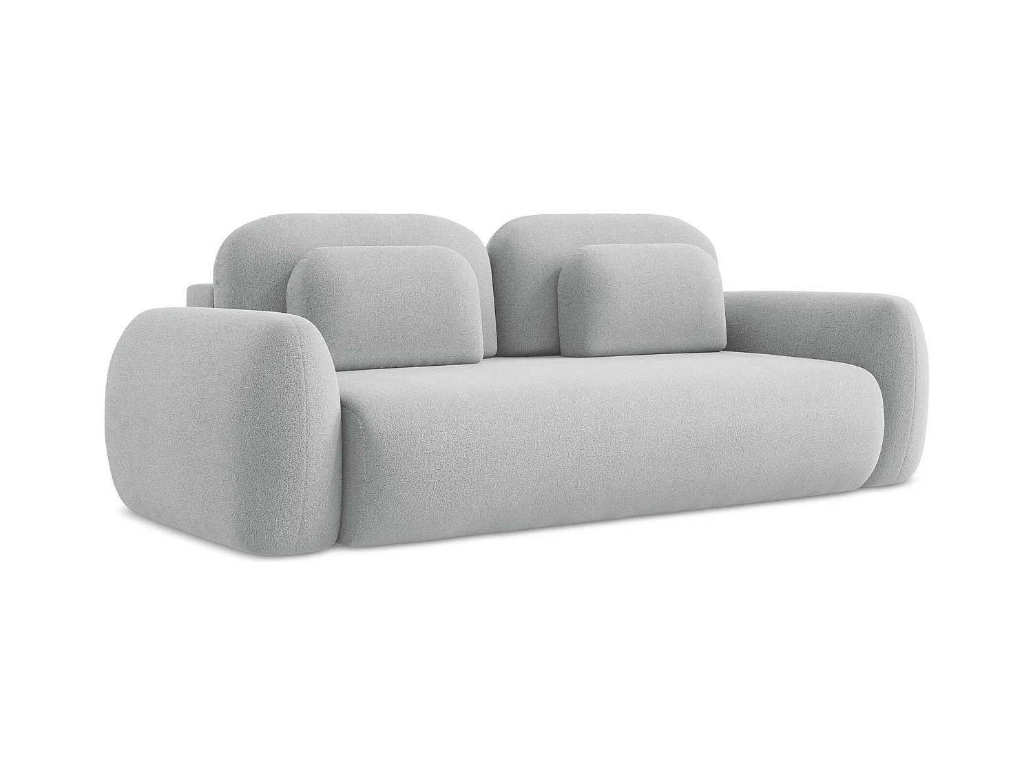 3-Sitzer Sofa mit Schlaffunktion - Bouclé - Hellgrau - LOHI