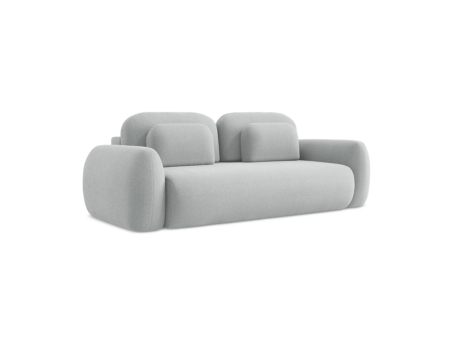 Canapé 3 places convertible en tissu bouclette - gris clair - FERRETTI