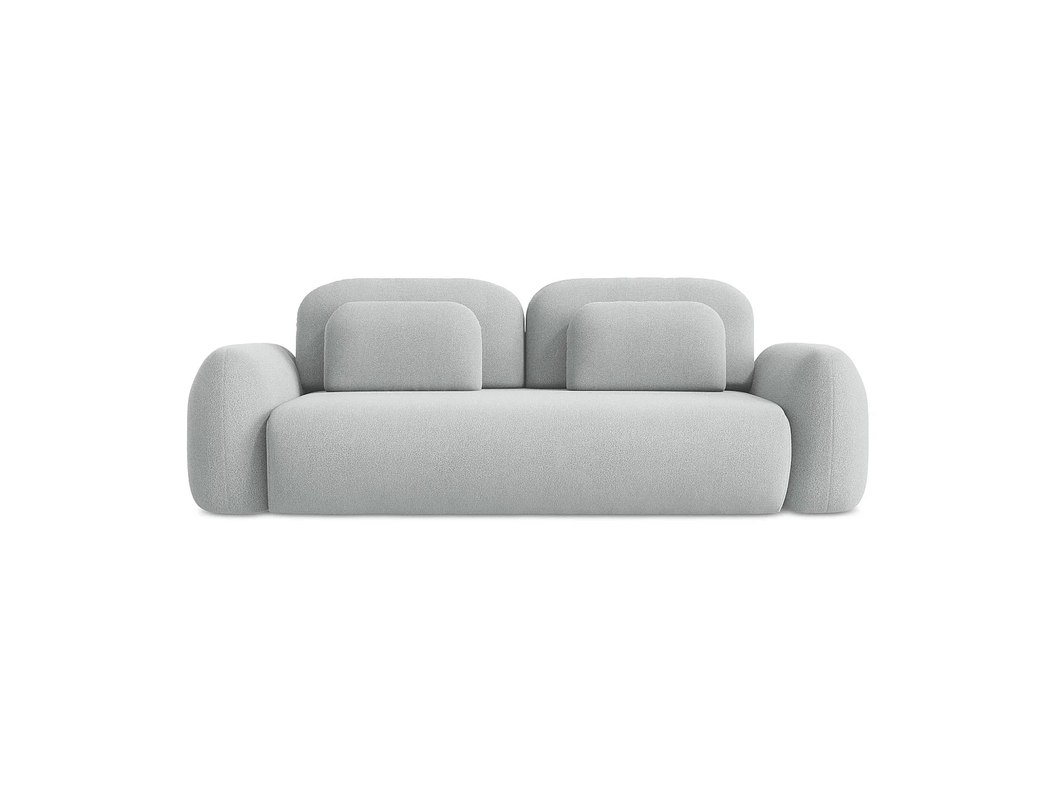 Canapé 3 places convertible en tissu bouclette - gris clair - FERRETTI