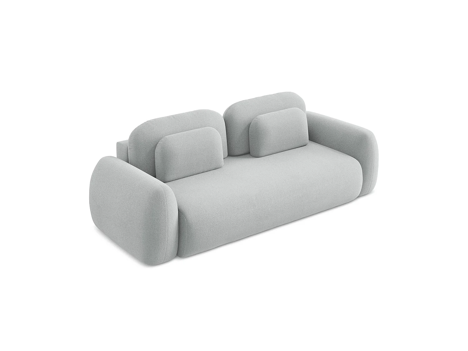 Canapé 3 places convertible en tissu bouclette - gris clair - FERRETTI