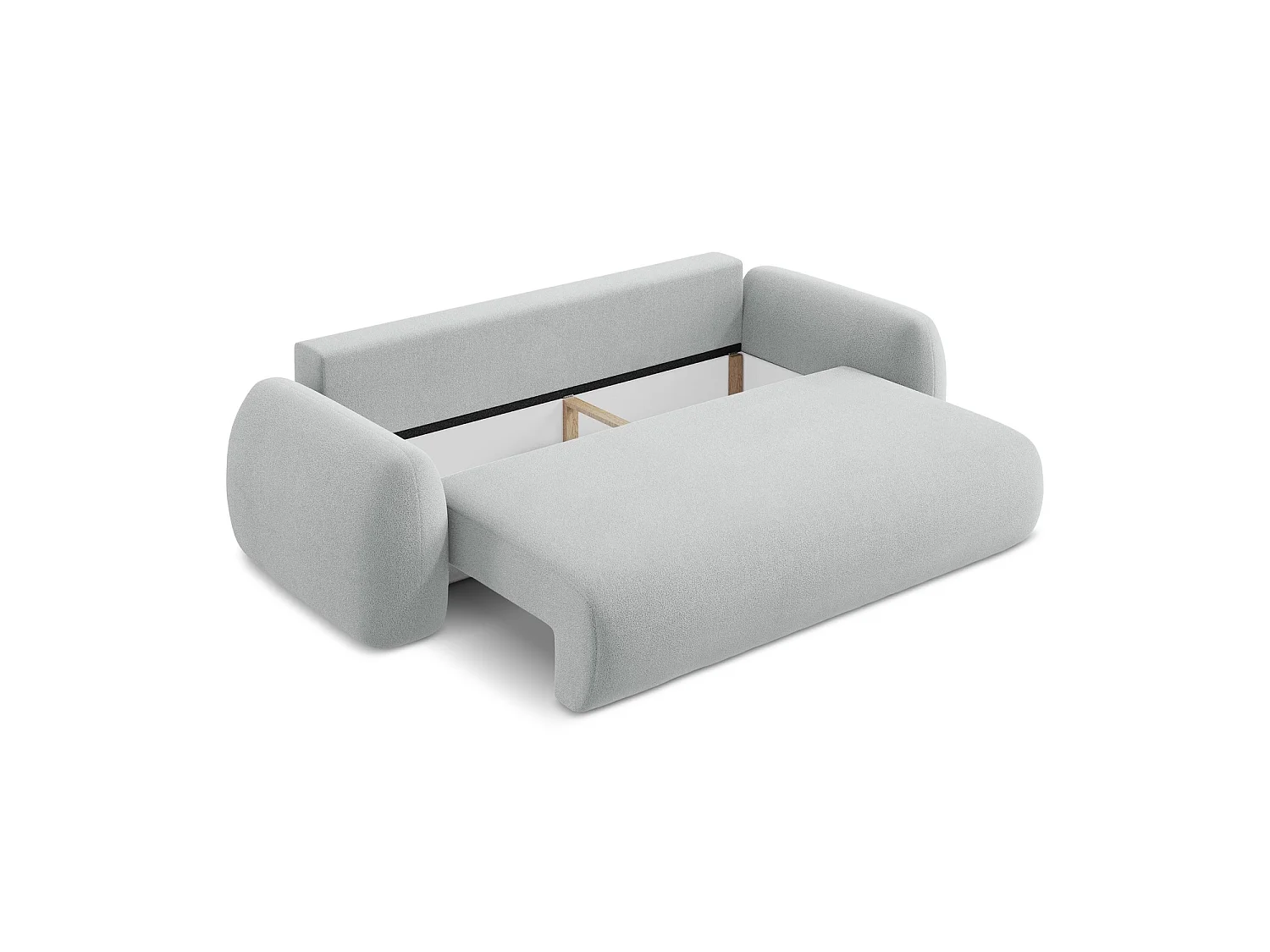 Canapé 3 places convertible en tissu bouclette - gris clair - FERRETTI