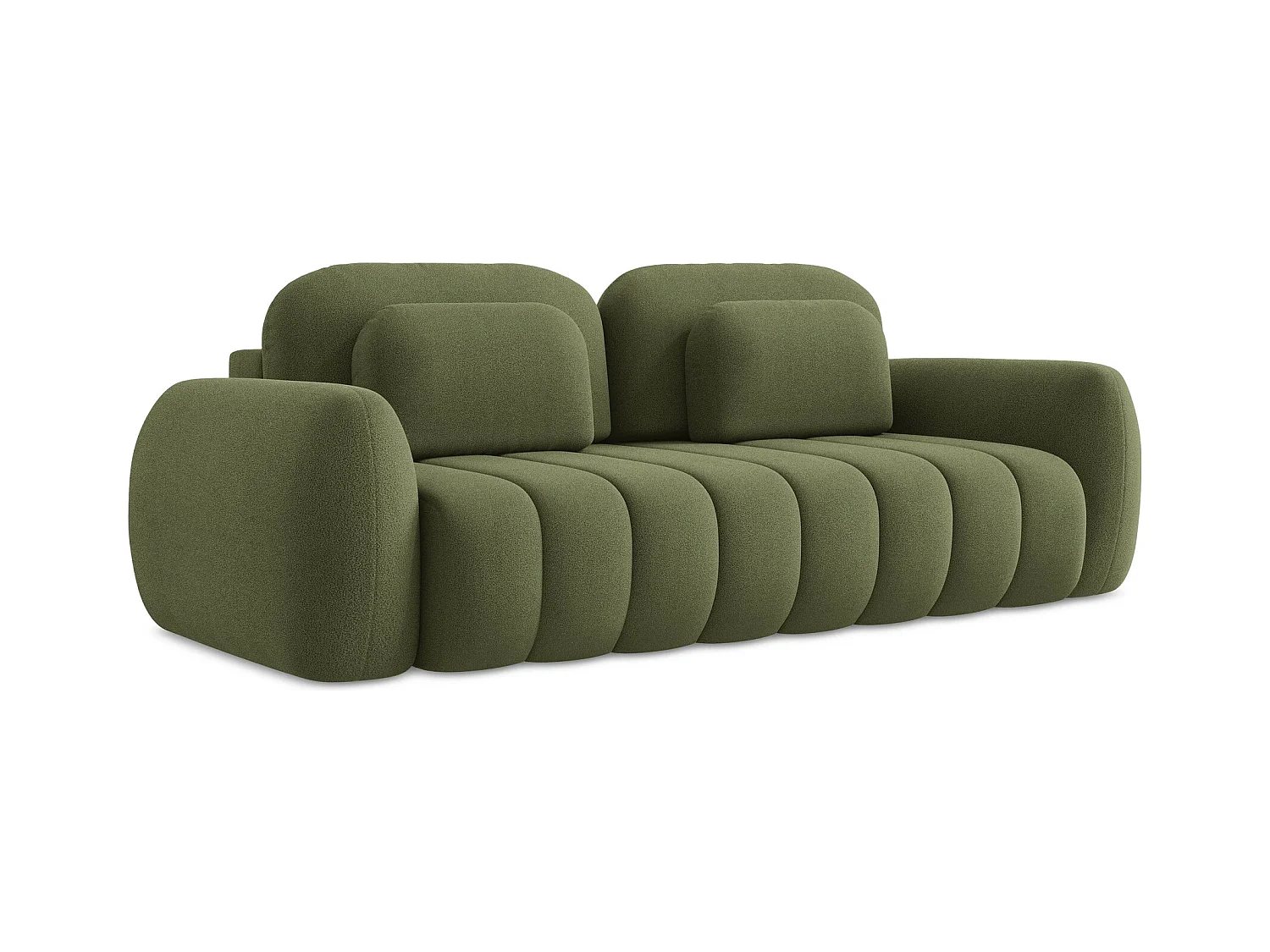 3-Sitzer Sofa mit Schlaffunktion - Bouclé - Grün - PELE