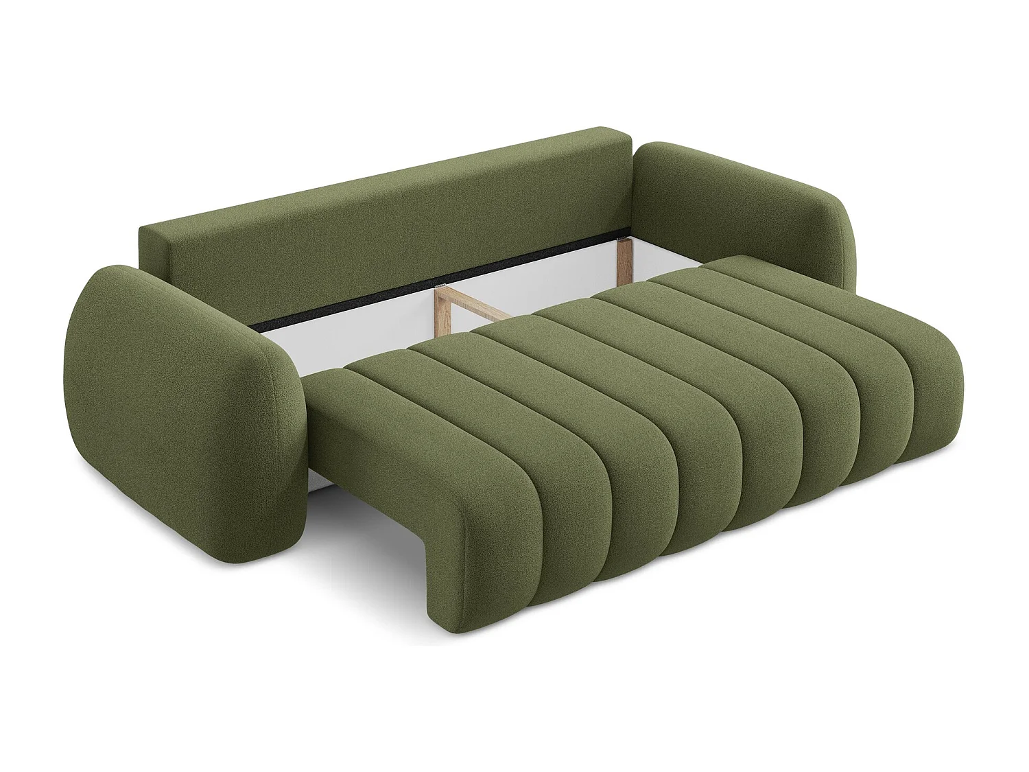 Driezits-slaapbank van groente bouclé - PELE