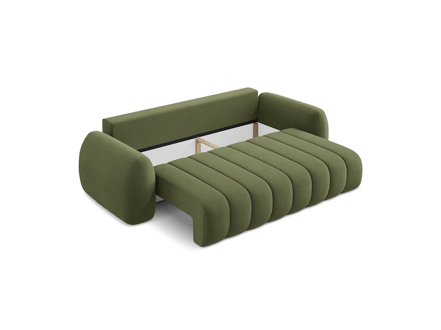 Canapé 3 places convertible en tissu bouclette - vert - GINOSA