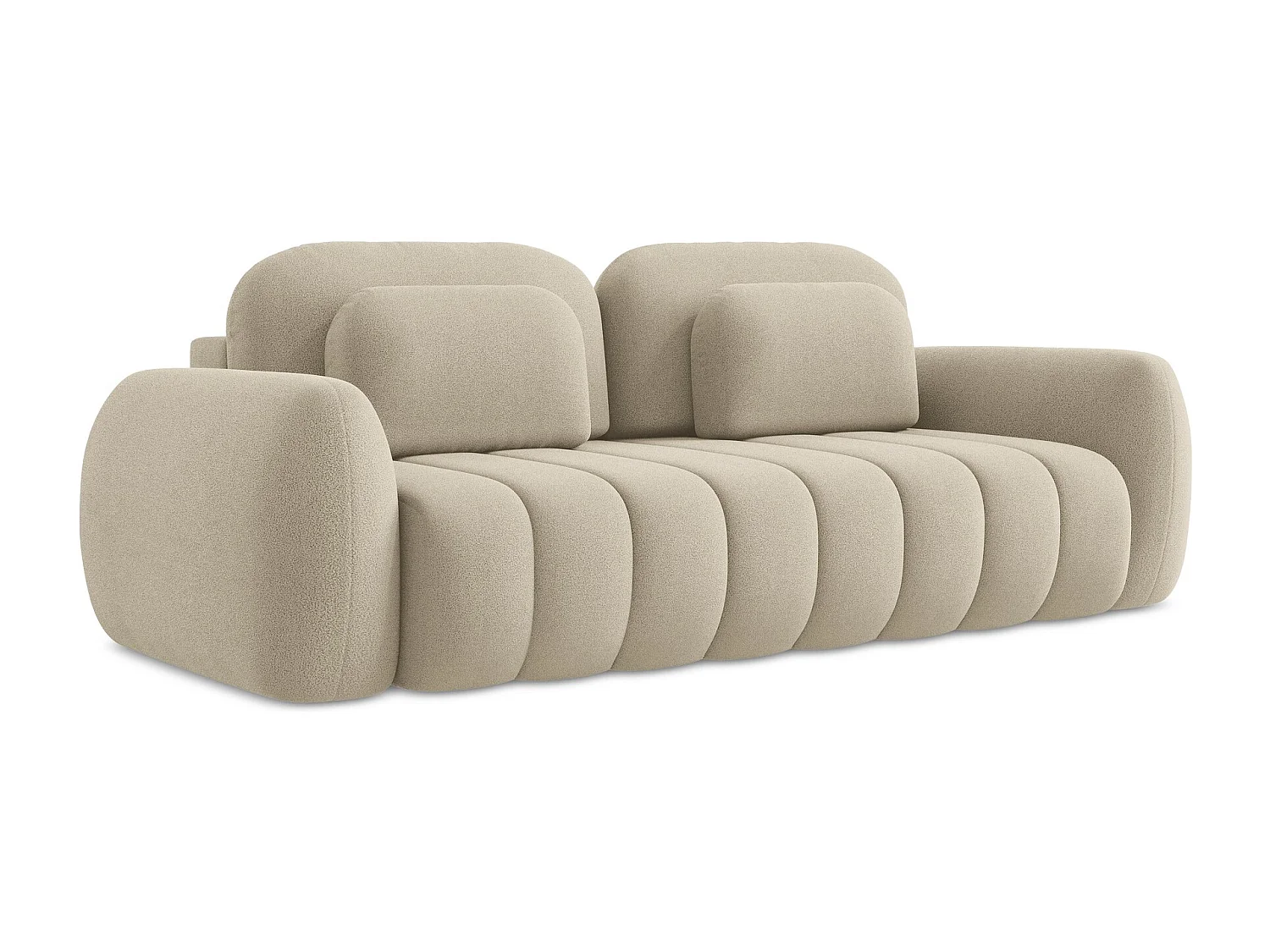 Canapé 3 places convertible en tissu bouclette - beige foncé - PELE
