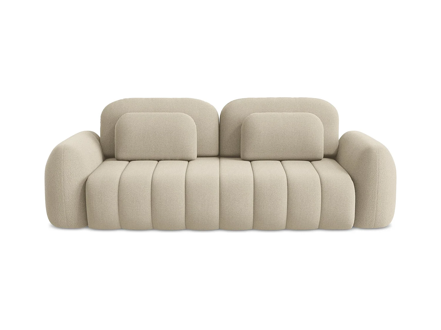 Canapé 3 places convertible en tissu bouclette - beige foncé - PELE