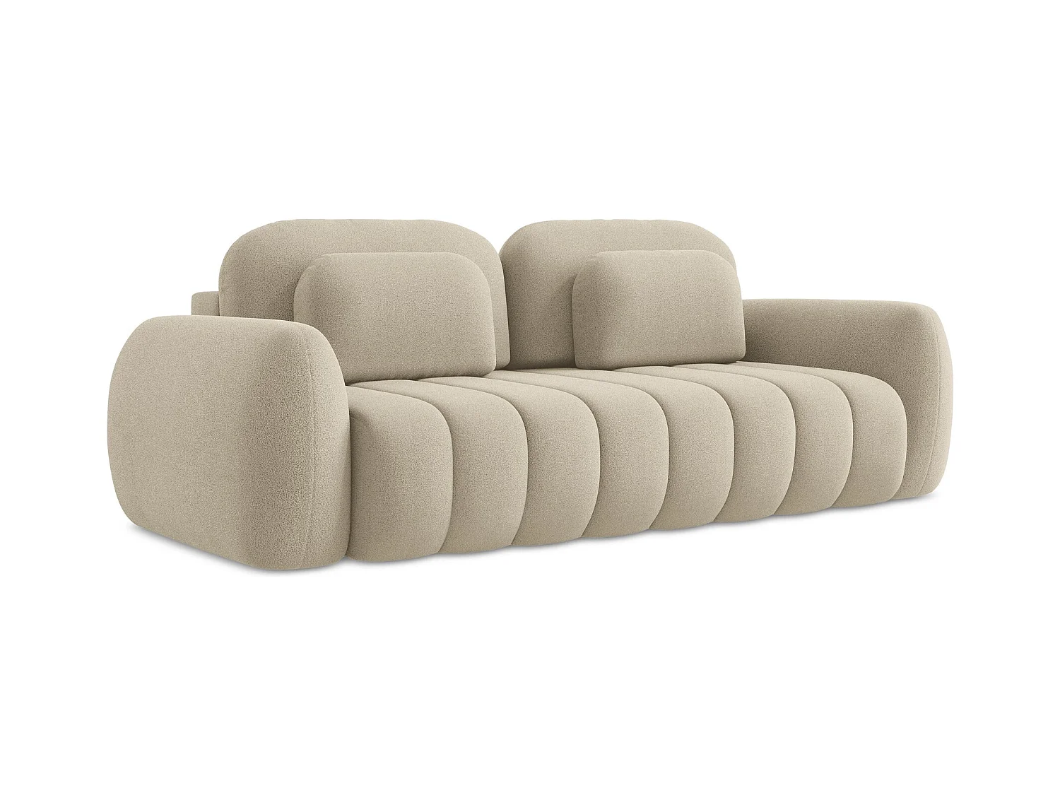 Canapé 3 places convertible en tissu bouclette - beige foncé - PELE