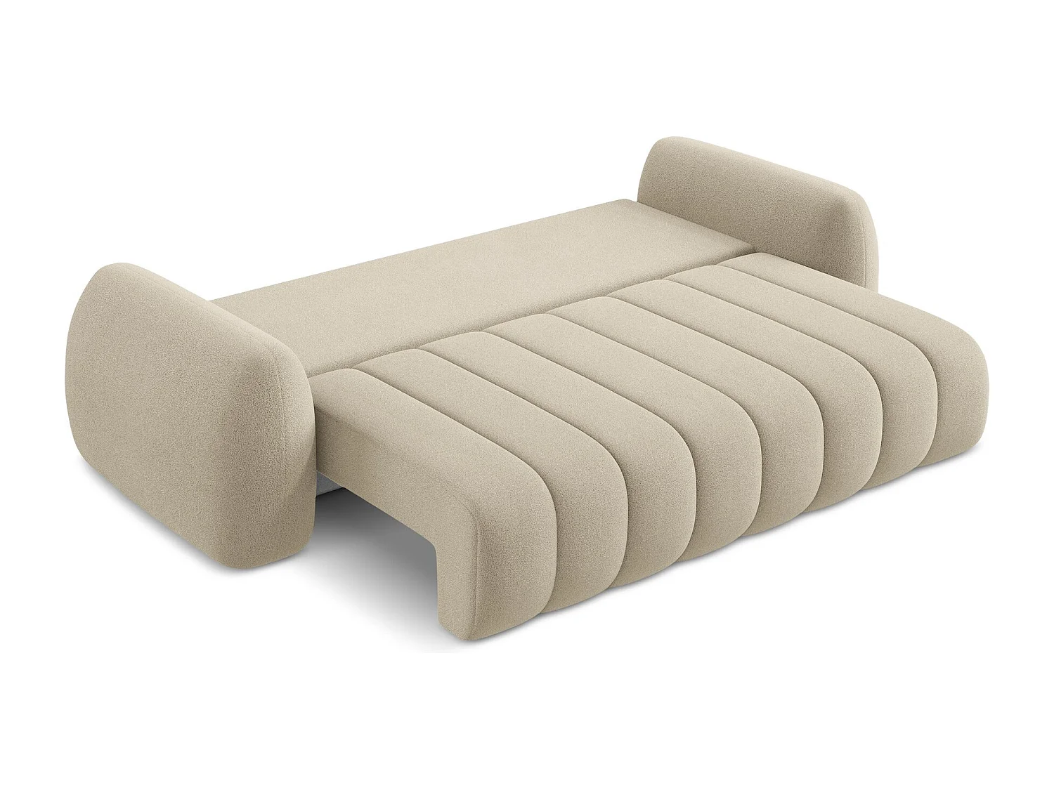 Canapé 3 places convertible en tissu bouclette - beige foncé - PELE
