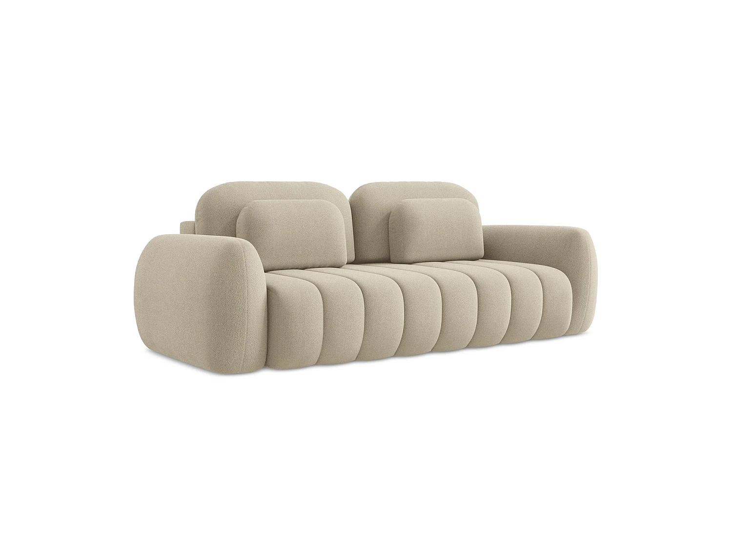 Canapé 3 places convertible en tissu bouclette - beige foncé - GINOSA